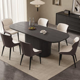GraceNook 86" Wood Oval Dining Table for 2-8, Large Modern Dining Room Table, Pedestal Dining Kitchen Table with Sleek Ripple Pedestal, Large Minimalist Table for Meal, Dinner, Study GraceNook