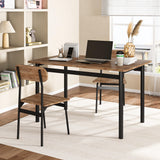 furlinkhm Kitchen Dining Table Set for 4, Modern Rectangular 5 Piece Dining Room Table and Chairs Set, Brown Wooden Metal Table Set for Family Dinner, Party, Afternoon Tea and Work (Oval) furlinkhm