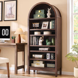 IFGET 71" Tall Arched Bookshelf, 7 Tiers Arch Bookcase with Storage, Modern Farmhouse Book Shelf with Adjustable Shelves, Wood Bookshelf w/Open Display Shelves for Living Room, Office (Brown) IFGET