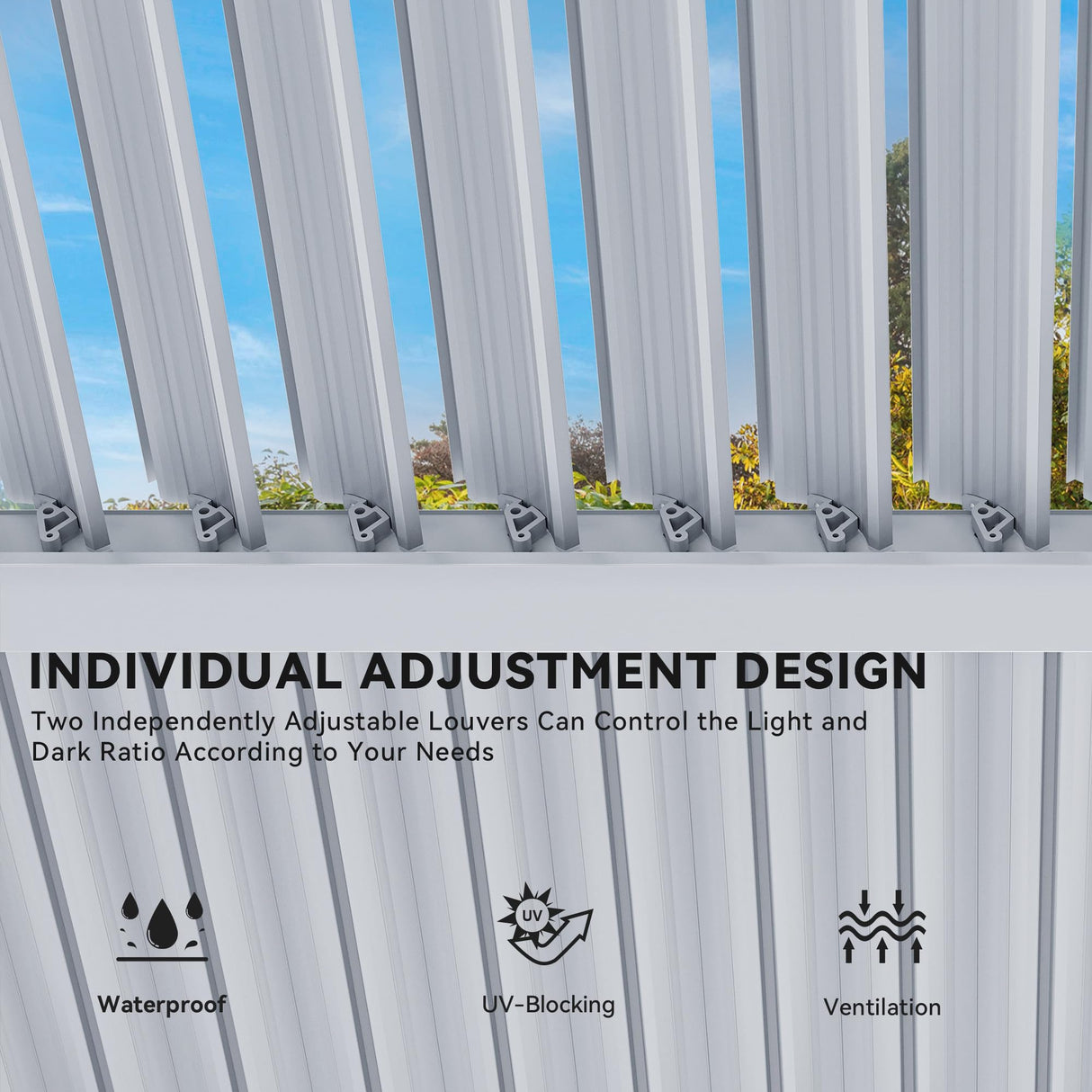 YITAHOME 10x13ft Louvered Pergola Outdoor Aluminum with Adjustable Roof Pergolas Sun Shade Shelter with Netting and Shaded Curtains for Lawns, Patio, Deck and Backyard, White YITAHOME