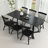 DELAVIN 70.8 Inch Large Solid Wood Dinner Table for 6-8 People, Modern Oak Kitchen Table with Natural Wood Grain, Luxury Rectangular Dining Table for Family, Office, Party, Easy Assembly, Black DELAVIN