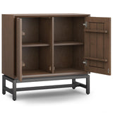 SIMPLIHOME Banting SOLID HARDWOOD Wide Modern Industrial Low Storage Cabinet for The Living, Entryway and Family Room, 32 inch, Walnut Brown SIMPLIHOME