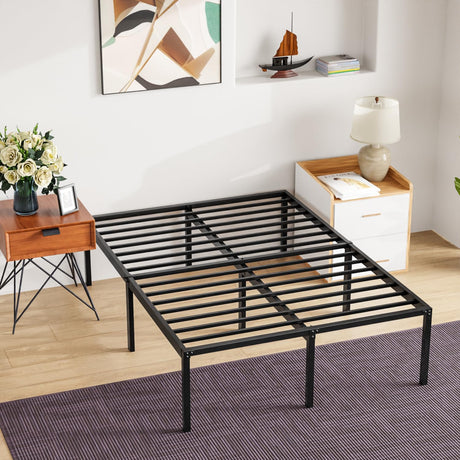 PayLessHere 18 Inch High Metal Platform Bed Frame with Maximum Storage Space Under The Heavy Duty Bed Frame No Box Spring Needed Noise-Free Easy Assembly,Full PayLessHere