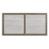 Signature Design by Ashley Rainier Ranch Contemporary Sintered Stone Tabletop Outdoor Dining Table with 4 Legs, Light Brown & Beige Signature Design by Ashley