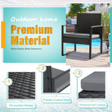 Flamaker 3 Pieces Patio Set Outdoor Wicker Furniture Modern Bistro Rattan Chair Conversation Sets with Coffee Table for Yard (Grey) Flamaker