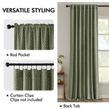 MIULEE Decorative Back Tab Linen Curtains with Geometric Pattern for Living Room Bedroom Farmhouse Rustic Thick Woven Textured Patterned Mudcloth Drapes 84 Inches Long 2 Panels Set, Olive Green MIULEE