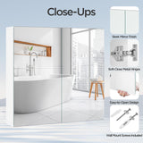 Yaheetech Bathroom Mirror Cabinet, Medicine Cabinet with 2 Frameless Mirrored Doors, Wall-Mounted Storage Cupboard with Adjustable Shelf for Living Room, Laundry Room, Mudroom Yaheetech