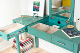 Alveare Home Aimee Makeup Dressing Table with USB and Outlet Vanity Desk, Turquoise Alveare Home
