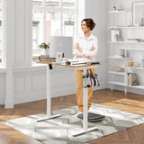 Meilocar Height Adjustable Electric Standing Desk, Sit Stand Computer Desk w/Memory Controller, Home Office Workstation Stand up Desk with Splice Board, 48" x 24" Tabletop (Walnut Top + White Frame) Meilocar