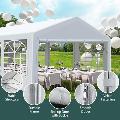 QZEN 20'x40' Party Tent Canopy, Heavy Duty Wedding Tent with Removable Sidewall & 4 Sand Bags, Outdoor Event Tent for Wedding, Birthday Party (20' x 40')