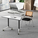 6 Pack Folding Conference Room Tables,Modern Rectangular Foldable Conference Table Flip Top Mobile Training Tables with Wheels Meeting Table for Office Meeting Room Classroom(47.2 in) rzoizwko