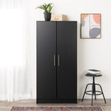 Prepac Elite Tall Garage Storage Cabinet & Pantry Storage Cupboard, 2-Door Freestanding Bathroom or Pantry Cabinet with Adjustable Shelves, 16" D x 32" W x 65" H, Black Prepac