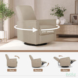 Evolur Harlow Upholstered Power Glider Recliner with USB Charging – Rocking & 360° Swivel with Smooth Glide – Greenguard Gold & FSC Certified – Modern Nursery and Living Room Chair in Fawn Evolur