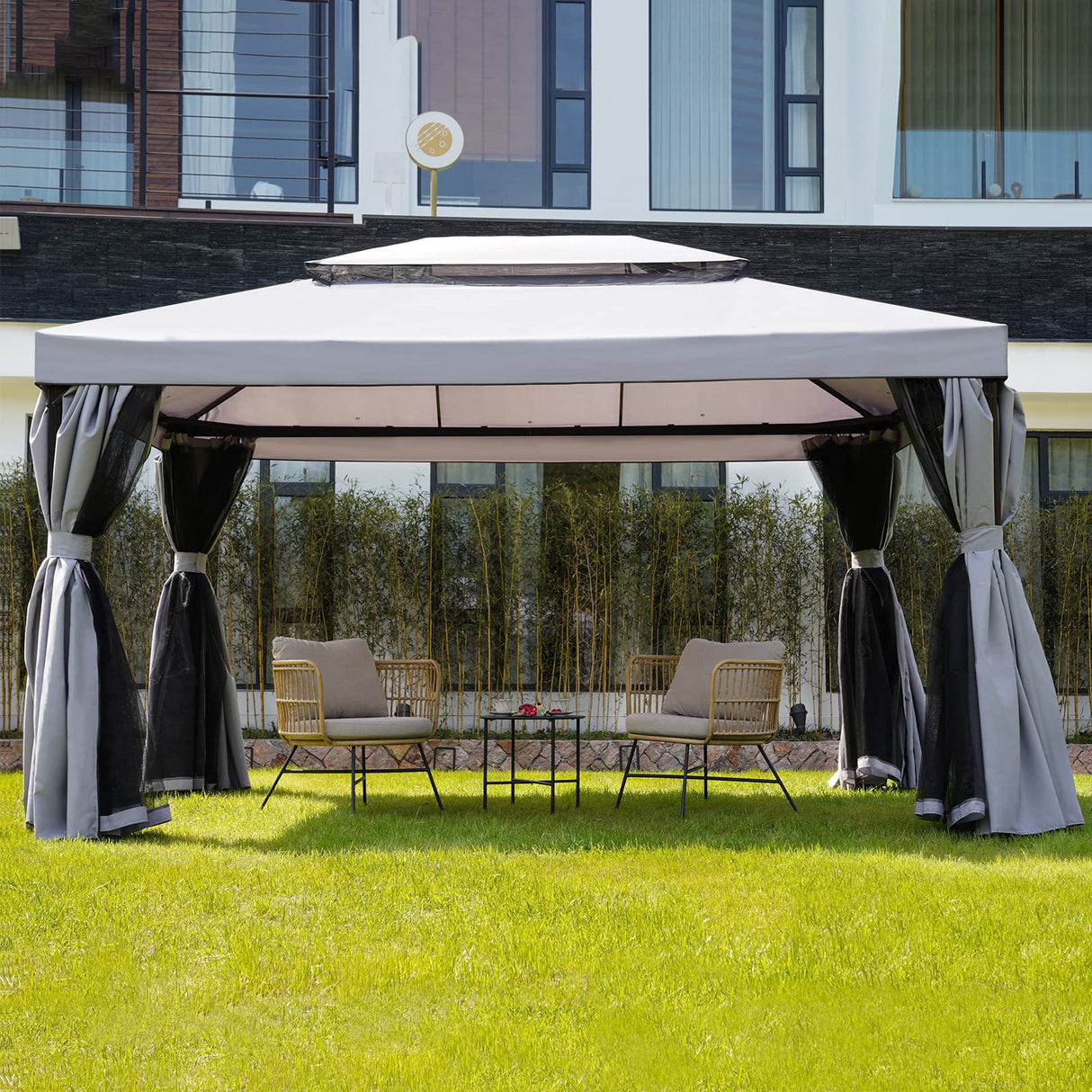 Grand Patio 10x13 Ft Patio Gazebo,Outdoor Gazebo Canopy with Mosquito Netting and Curtains,Sturdy Straight Leg Tent Soft Top Gazebo for Patios Deck Backyard Grand patio