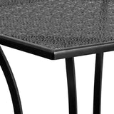 Flash Furniture Oia 28" Commercial Grade Steel Patio Table, Modern Square Rain Flower Design Outdoor Dining Table, Black Flash Furniture