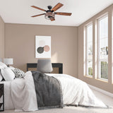 Honeywell Ceiling Fans Carnegie Industrial 52 Inch Ceiling Fan with Light, Remote Control Fan, LED Indoor Fan with 5 Blades, Black Oak and Brown Mopane Blade Finish Options, Copper (51459-01) Honeywell