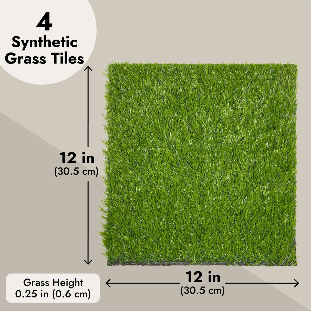 Juvale 4-Pack Non-Slip Artificial Grass Tiles for Indoor & Outdoor Use | 12x12-0.25 in Thick Mats | Easy to Clean & Durable, Soft Like Natural Lawn | Safe for Kids & Pets | Patio, Floor & Wall Decor Juvale