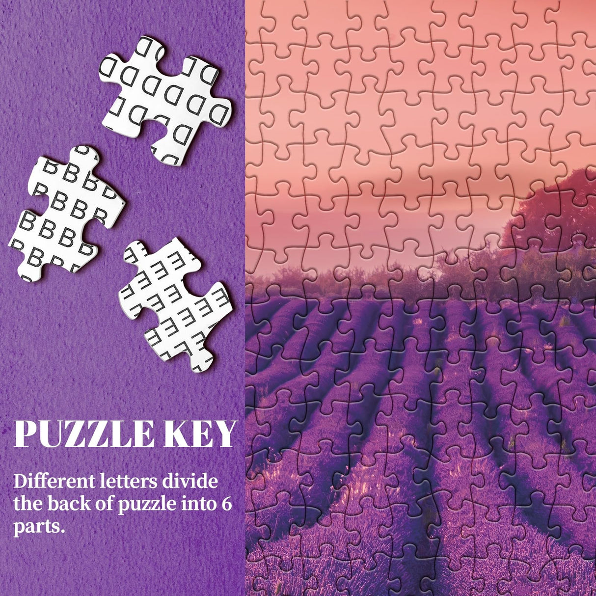 Purple Lavender Field Jigsaw Puzzle 1000 Piece, Sunset Landscape Scenery Nature Puzzles for Adults, Challenging Difficult Hard Impossible Puzzles BBOLDIN