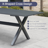 PURPLE LEAF 7 Pieces Patio Dining Set Wicker Outdoor Furniture Rectangular Table and Chairs Set for Garden Deck Aluminum Frame Backyard Kitchen Set, Cushions and Pillows Included Grey PURPLE LEAF