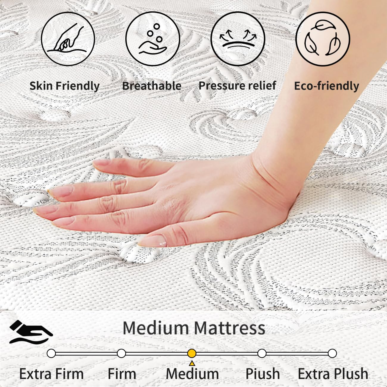 Twin Mattress 12 Inch, Gel Memory Foam Mattress, Hybrid Mattress in a Box with Pocket Spring, Soft & Comfortable Medium Firm Mattress, Motion Isolation, Pressure Relief, CertiPUR-US Certified