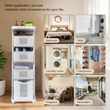 BAOKALER 4-Tier Laundry Hamper Sorter, Vertical Rolling Laundry Baskets with Wheels Removable, Stackable Laundry Cart Organizer and Storage for Small Space, Dorm, Closet, Bathroom BAOKALER