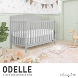 Dream On Me JPMA & Greenguard Gold Certified Odelle 5 in 1 Convertible Crib in Pebble Grey, Built of Sustainable Pinewood, 3 Mattress Height Settings, Non-Toxic Water-Based Paint Finish Dream On Me