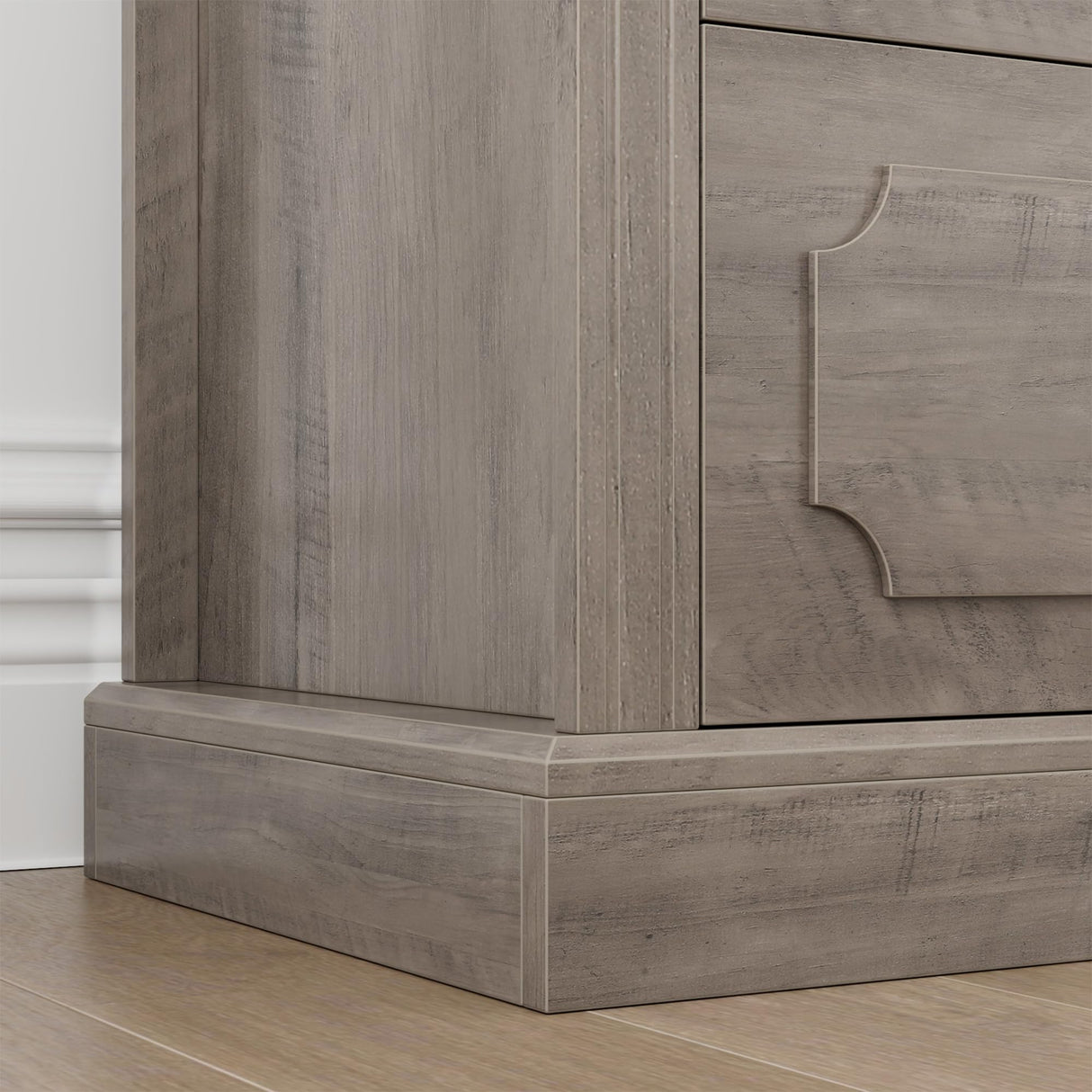 finetones Grey Dresser Chest of Drawers, Farmhouse Dresser Wood Dresser 8 Drawer Dresser with Steel Handles, Modern Dresser Drawers Floor Storage Cabinet for Living Room Hallway Office finetones