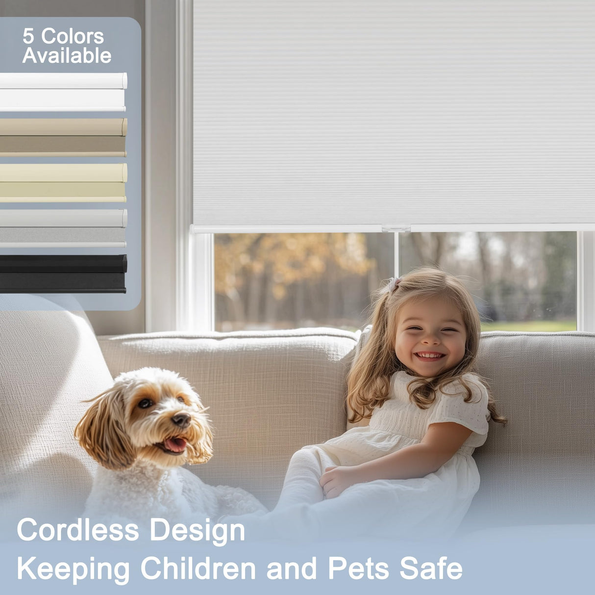 BERISSA Custom Cellular Shades Cordless, Blackout Cellular Window Blinds, Pull Down Blackout Blinds Honeycomb Indoor Windows Shades for Home Office Bedroom, Easy to Install, White BERISSA