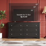 WLIVE Wood Black Dresser with 6 Drawer, Wide Chest of Drawers for Bedroom, Long Nightstand with Drawers, Modern Large Storage Tower Unit, Closet Store Organizer for Living Room WLIVE