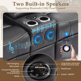 Neptane Power Reclining Loveseat with LED Reading Light/Bluetooth Speakers, Home Theater Seating Reclining Loveseeat with Console/Storage Drawer/Outlets, Power Loveseat Recliner Sofa (Black, Loveseat) Neptane