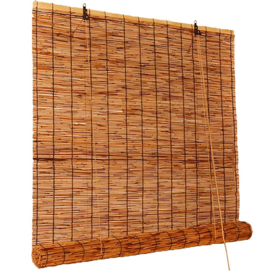 Bamboo Roller Shades Sunshades for Indoor/Outdoor Patio Porch Privacy, Blackout Bamboo Blinds 26" 34" 36" 40" 42" 46" 48" 54" 60" 66" 72" 76" Wide,Natural Roll Up Window Shades Cordless