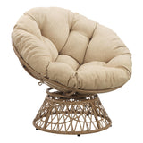 OSP Home Furnishings Wicker Papasan Chair with 360-Degree Swivel, Natural Frame with Cream Cushion OSP Home Furnishings