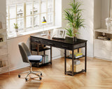 ODK Office Small Computer Desk: Home Table with Fabric Drawers & Storage Shelves, Modern Writing Desk, Black, 48"x16" ODK