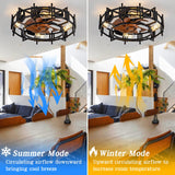 CREATE BRIGHT 20'' Modern Black Caged Ceiling Fans Low Profile Ceiling Fans with Lights and Remote,Timer,6 Speeds Quiet Reversible Dc Motor for Bedroom,Kitchen,Indoor CREATE BRIGHT