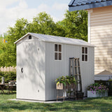 Patiowell 4' x 8' Outdoor Storage Shed with Floor, Plastic Shed Outside Resin Tool Shed with Two Windows and Lockable Door for Backyard Garden Patio Lawn, White (Fit-it Shed) Patiowell