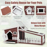 Tangkula 62 Inch Wooden Rabbit Hutch, Outdoor Chicken Coop with Asphalt Roof, Removable Tray, Running Ramp, Pet Bunny Cage House for Rabbits, Chicken and Small Animals, Indoor & Outdoor Use (Red) Tangkula