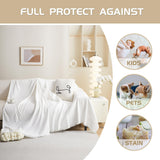 MEETSKY Couch Cover for 3 Cushion Couch Sofa Furniture Protector Sofa Covers Chenille Sectional Couch Covers for Pets Oversized Couch Cover Recliner Sofa Love Seat Covers, 91" x 118", White MEETSKY