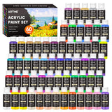 Artme Acrylic Paint Set, 60 Colors in 2oz/60ml Bottles, Non Toxic, Waterproof, Rich Pigments Acrylic Paint for Artists, Students, Beginners Painting on Rocks Canvas Wood Clay Fabric Ceramic Crafts Artme