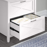 Bush Furniture Key West 60W L Shaped Desk with 2 Drawer Lateral File Cabinet in Pure White Oak Bush Business Furniture