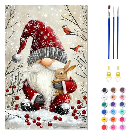 ZENDIYO Christmas Gnome Paint by Numbers Kits for Adults Beginner on Canvas with Wooden Framed, Easy Adult Paint by Number Kits, DIY Acrylic Color Painting by Number for Home Decor Gift 8x12 Inch ZENDIYO
