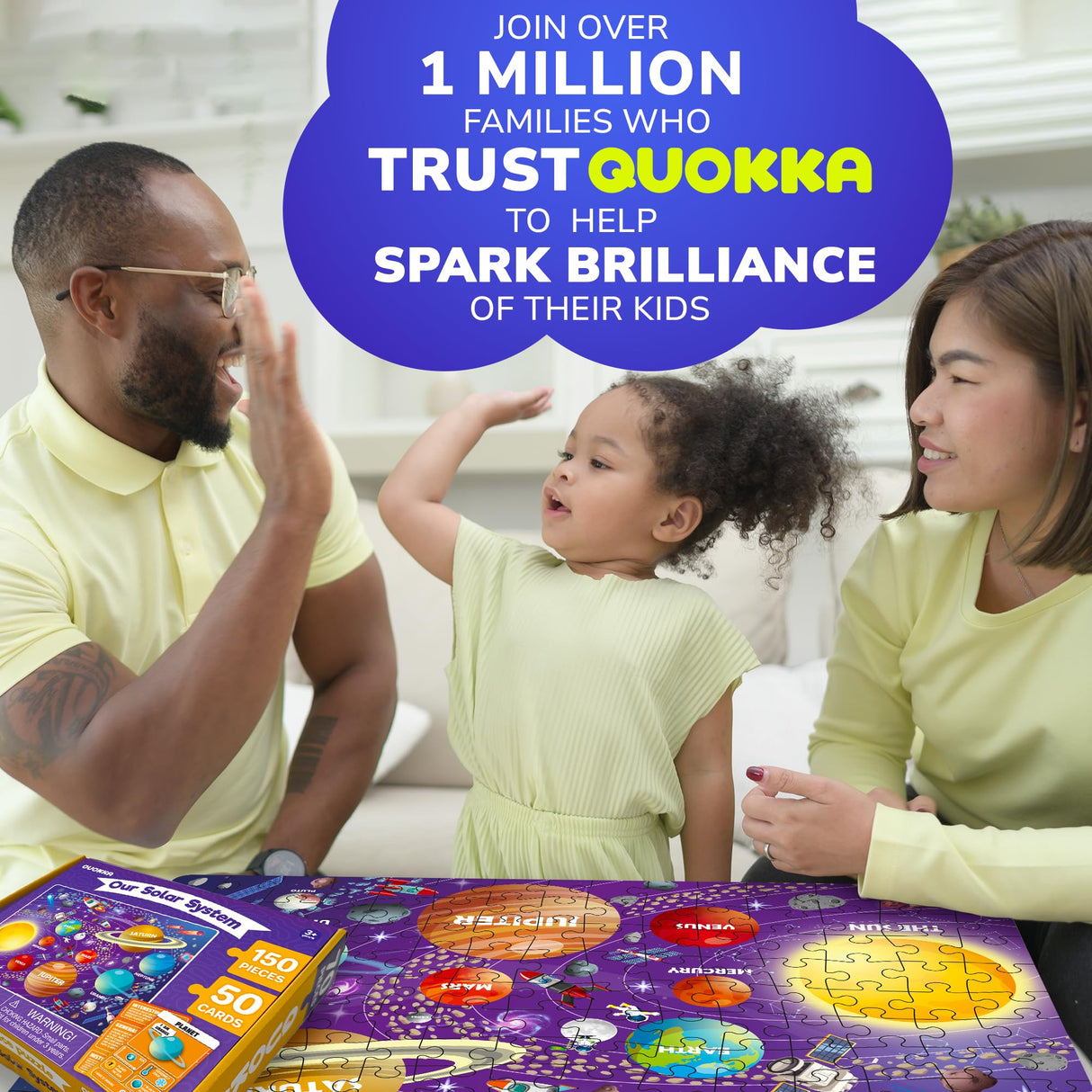 QUOKKA Puzzles for Kids Ages 8-10 - 150 Pcs Jigsaw Puzzles for 6-8 Year Olds - 400+ Facts on 50 Double-Sided Flashcards | Learn Space | Education Activity Gift - Shaped Puzzles for Toddlers 4-6 QUOKKA