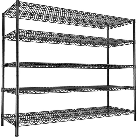 REIBII 55.5" W Storage Shelves 3200LBS Metal Shelving 5 Tier Wire Shelving Unit Garage Shelving Heavy Duty Metal Shelves for Storage Rack Commercial Adjustable Pantry Shelf, 55.5" W X 18''D X 71" H REIBII