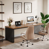 Tribesigns 78" Modern Large Office Desk, 2-Person Computer Workstation, Industrial Wooden Desk with Metal Legs, Perfect for Home Office, Gaming, Working Tribesigns