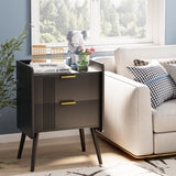 Aenuert White Nightstand Modern Bedside Table with 2 Storage Drawer, Small Night Stand, Wooden End Table,Sofa Side Table for Bedroom, Study Room and Small Spaces Aenuert