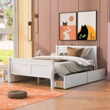 Harper & Bright Designs Full Size White Platform Bed with 4 Storage Drawers and Elegant Headboard Harper & Bright Designs