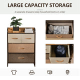 HOMCOM 4-Drawer Dresser, Fabric Chest of Drawers, 3-Tier Storage Tower with Steel Frame and Wooden Top for Bedroom, Nursery Room, Multicoloured HOMCOM