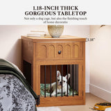 LIKEMET Dog Crate Furniture for Small Dogs, Wooden Dog Kennel with Drawer, Indoor Pet Crate End Table with 1.18-inch Tabletop, Decorative Pet Cage Dog House, Walnut LIKEMET