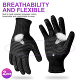 Sopito Heat Resistant Gloves with Silicone Bumps, Professional Heat Gloves for Hair Styling Curling Iron Wand Flat Iron, Black Sopito
