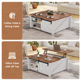 SEDETA 31.5" Lift Top Coffee Table with Storage, Square Coffee Table for Living Room, Farmhouse Coffee Table with Large Hidden Storage Compartment and Adjustable Shelves, White SEDETA