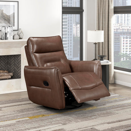 Lexicon Swivel Glider Reclining Chair, Top Grain Leather Match Manual Recliner, Comfy Nursery Glider Recliner, Swivel Reclining Chair for Living Room/Office/Bedroom/Apartment, Toffee Brown Lexicon